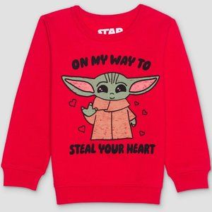 Toddler Boys' Star Wars Baby Yoda Pullover Sweatshirt Red 3T